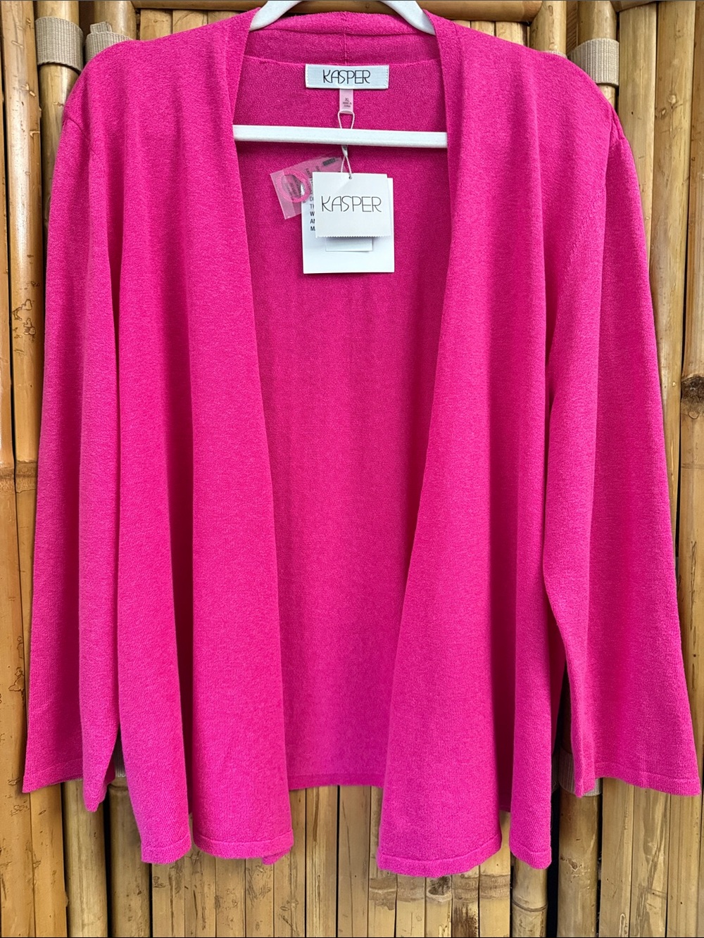 Kasper Women's Open-Front Hot Pink Cardigan.  Size XL.     NWT